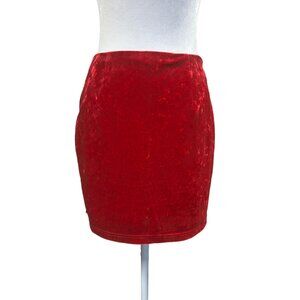 Superdown Red Velvet Velour Mini Skirt Sz M